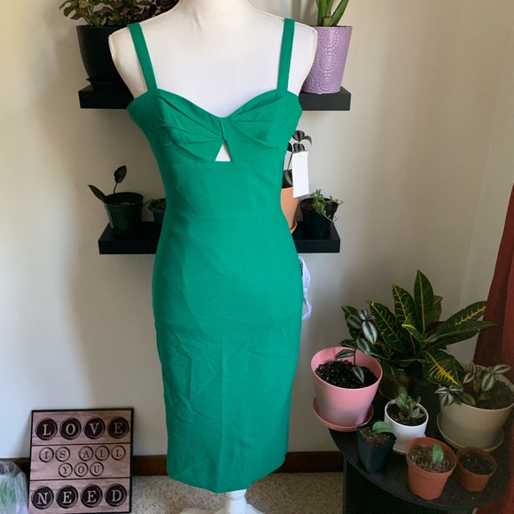 Dress the Population Dresses & Skirts - Dress The Population midi green keyhole dress